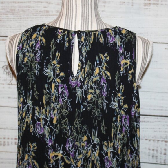 Halogen Black Floral Pleated Sleeveless Shell Office Casual Blouse Size … - Picture 5 of 6
